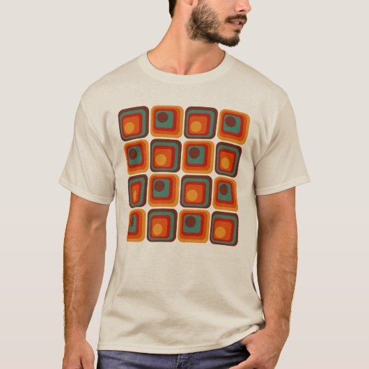 Mod 1970s Retro Style Geometrisch ontwerp T-shirt (Voorkant)