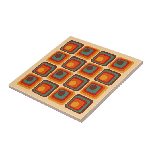 Mod 1970s Retro Style Geometrisch ontwerp Tegeltje (Zijkant)