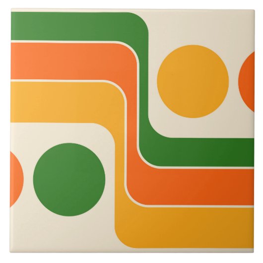Mod 1970s Retro Style Geometrisch ontwerp Tegeltje (Voorkant)