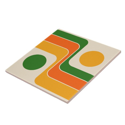 Mod 1970s Retro Style Geometrisch ontwerp Tegeltje (Zijkant)