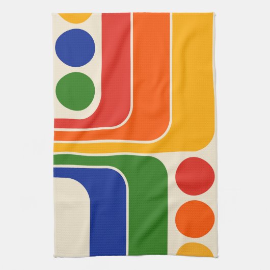 Mod 1970s Retro Style Geometrisch ontwerp Theedoek (Verticaal)