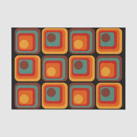Mod 1970s Retro Style Geometrisch ontwerp Tissuepapier (Voorkant)