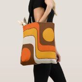 Mod 1970s Retro Style Geometrisch ontwerp Tote Bag (Dichtbij)