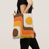 Mod 1970s Retro Style Geometrisch ontwerp Tote Bag (Dichtbij)