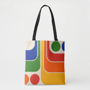 Mod 1970s Retro Style Geometrisch ontwerp Tote Bag
