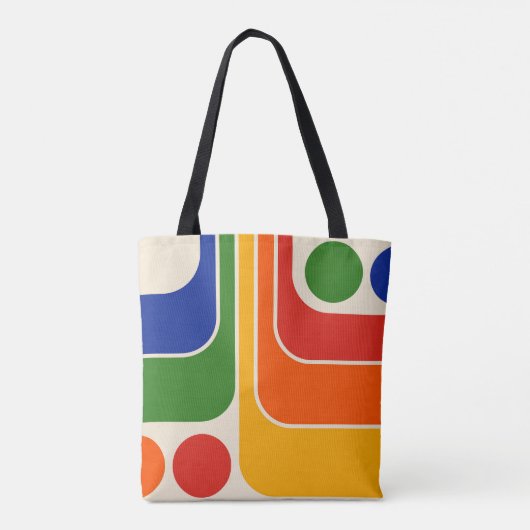 Mod 1970s Retro Style Geometrisch ontwerp Tote Bag (Achterkant)