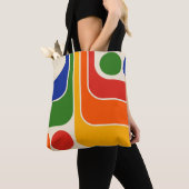 Mod 1970s Retro Style Geometrisch ontwerp Tote Bag (Dichtbij)