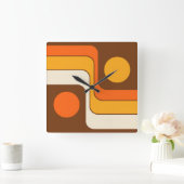 Mod 1970s Retro Style Geometrisch ontwerp Vierkante Klok (Huis)