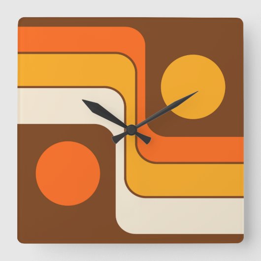 Mod 1970s Retro Style Geometrisch ontwerp Vierkante Klok (Voorkant)