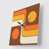 Mod 1970s Retro Style Geometrisch ontwerp Vierkante Klok (Hoek)