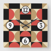 Mod 1970s Retro Style Geometrisch ontwerp Vierkante Klok (Voorkant)