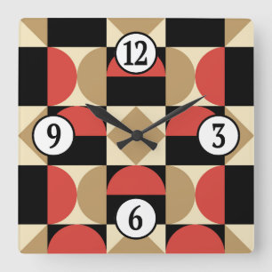 Mod 1970s Retro Style Geometrisch ontwerp Vierkante Klok