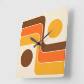 Mod 1970s Retro Style Geometrisch ontwerp Vierkante Klok (Hoek)