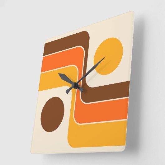 Mod 1970s Retro Style Geometrisch ontwerp Vierkante Klok (Hoek)