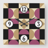 Mod 1970s Retro Style Geometrisch ontwerp Vierkante Klok (Voorkant)