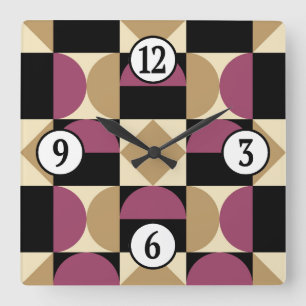 Mod 1970s Retro Style Geometrisch ontwerp Vierkante Klok