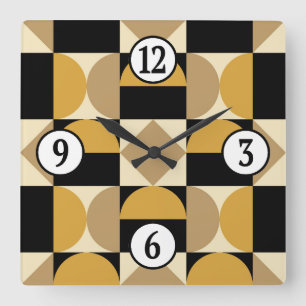 Mod 1970s Retro Style Geometrisch ontwerp Vierkante Klok