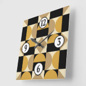 Mod 1970s Retro Style Geometrisch ontwerp Vierkante Klok (Hoek)