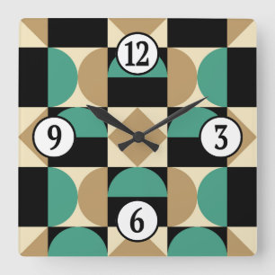 Mod 1970s Retro Style Geometrisch ontwerp Vierkante Klok