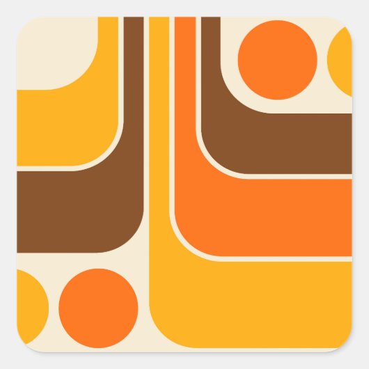Mod 1970s Retro Style Geometrisch ontwerp Vierkante Sticker (Voorkant)