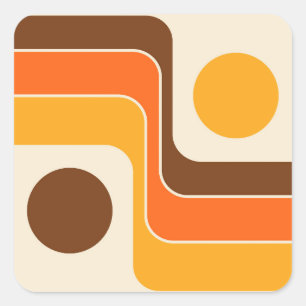 Mod 1970s Retro Style Geometrisch ontwerp Vierkante Sticker