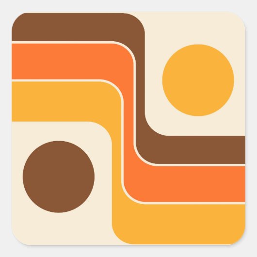 Mod 1970s Retro Style Geometrisch ontwerp Vierkante Sticker (Voorkant)