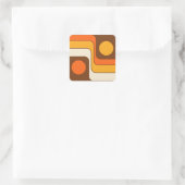 Mod 1970s Retro Style Geometrisch ontwerp Vierkante Sticker (Tas)