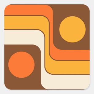 Mod 1970s Retro Style Geometrisch ontwerp Vierkante Sticker