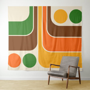 Mod 1970s Retro Style Geometrisch ontwerp Wandkleed
