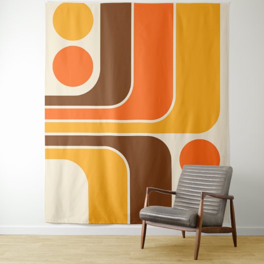 Mod 1970s Retro Style Geometrisch ontwerp Wandkleed (In situ)