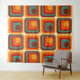 Mod 1970s Retro Style Geometrisch ontwerp Wandkleed