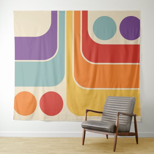 Mod 1970s Retro Style Geometrisch ontwerp Wandkleed (In Situ (horizontaal))