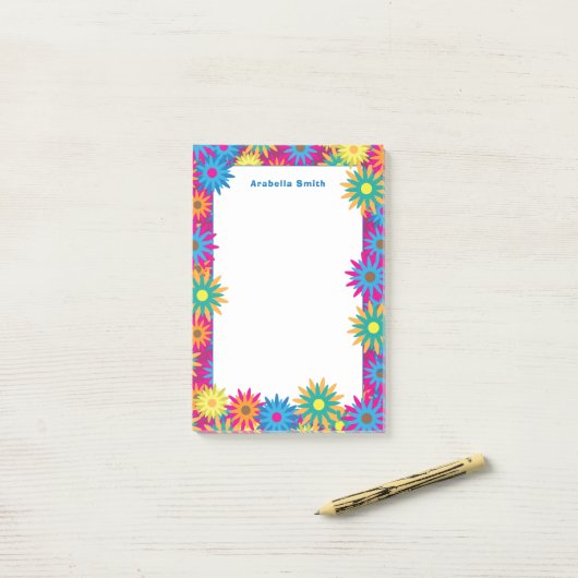 Mod 60-7-jaren ventilatorkrachthippie post-it® notes (Op bureau)