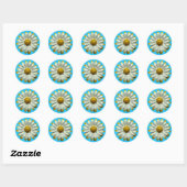 MOD 60s Daisy Bloem Bloemen Lente Zomer Bruiloft Ronde Sticker (Vel)