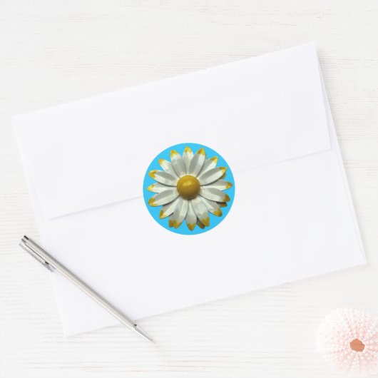 MOD 60s Daisy Bloem Bloemen Lente Zomer Bruiloft Ronde Sticker (Envelop)