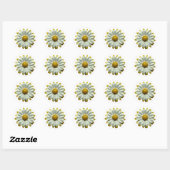 MOD 60s Daisy Bloem Bloemen Lente Zomer Bruiloft Ronde Sticker (Vel)