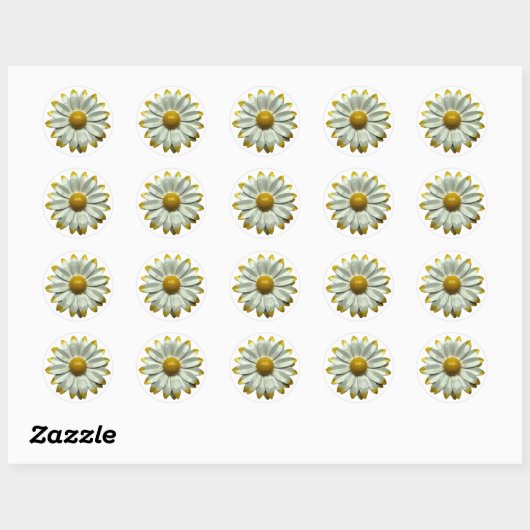 MOD 60s Daisy Bloem Bloemen Lente Zomer Bruiloft Ronde Sticker (Vel)
