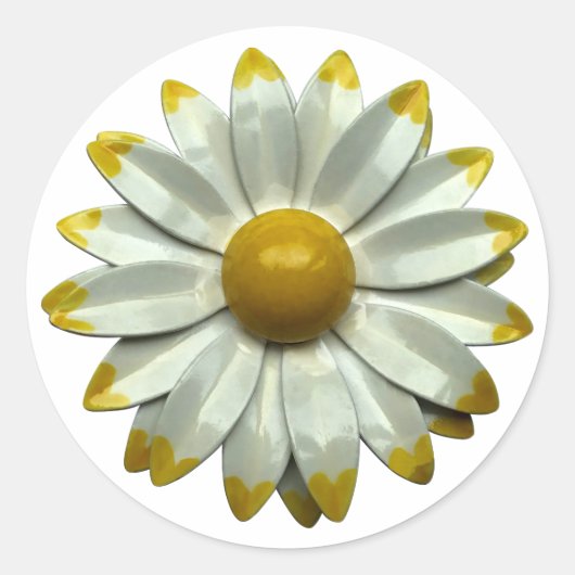 MOD 60s Daisy Bloem Bloemen Lente Zomer Bruiloft Ronde Sticker (Voorkant)
