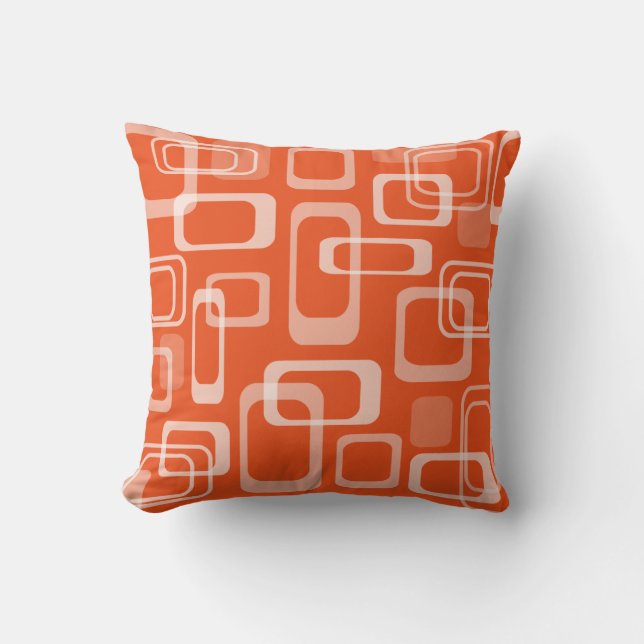 Mod 60s retro patroondecor oranje werpkussens kussen (Voorkant)