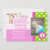 Mod aap uitnodiging voor de geboorte van meisjes r (Voorkant)