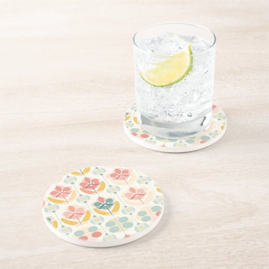 Mod Abstract Bloemen Zandsteen Onderzetter (Zijkant)