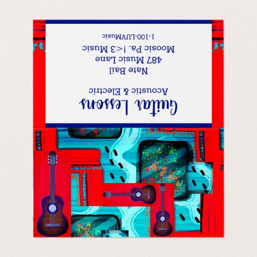 Mod Abstract Collage Guitar Lessons/Muziek Visitekaartje (Buitenkant ongevouwen)