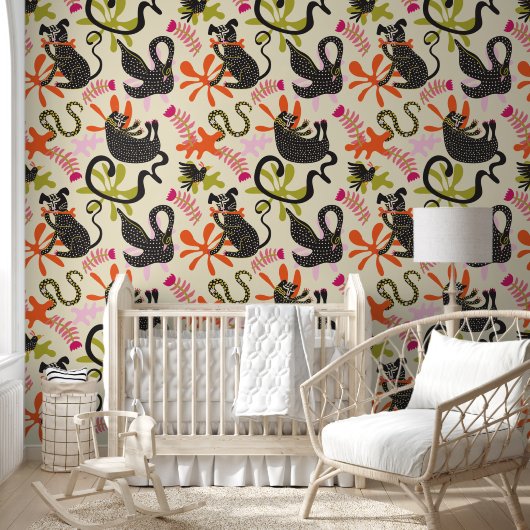 Mod Abstract Primitive Cats & Dogs Pattern Behang (Kinderen)