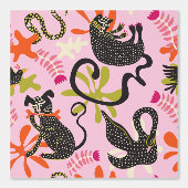 Mod Abstract Primitive Cats & Dogs Pattern pink Behang (Voorkant)
