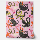 Mod Abstract Primitive Cats & Dogs Pattern pink Behang (Afrollen)