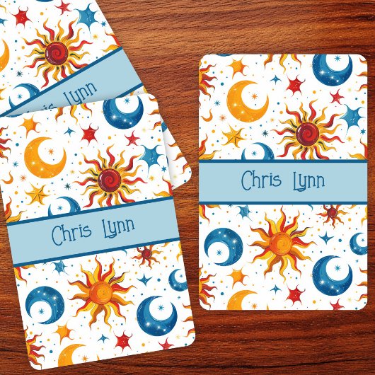 Mod Abstracte Zon Maan en Sterren Kleurrijk Pokerkaarten