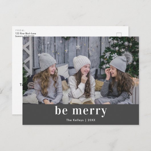 Mod afdrukken, wees vriendelijk grijze feestdag briefkaart (Voorkant / Achterkant)