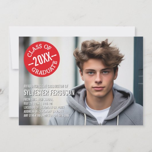 Mod Afstuderen Foto Aankondiging - Rode Chevrons (Voorkant)