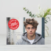 Mod Afstuderen Foto Aankondiging - Rode Chevrons (Staand voorkant)