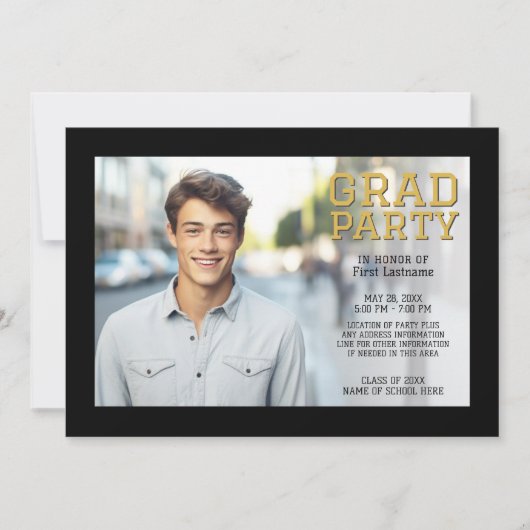 Mod Afstuderen Fotoaankondiging - Black Gold Aankondiging (Voorkant)